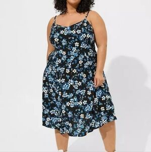 Torrid Midi Challis Sleeveless Trapeze Dress Size 0/ Large